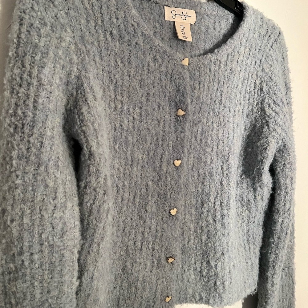 Jessica Simpson Light Blue Cardigan with Heart Buttons